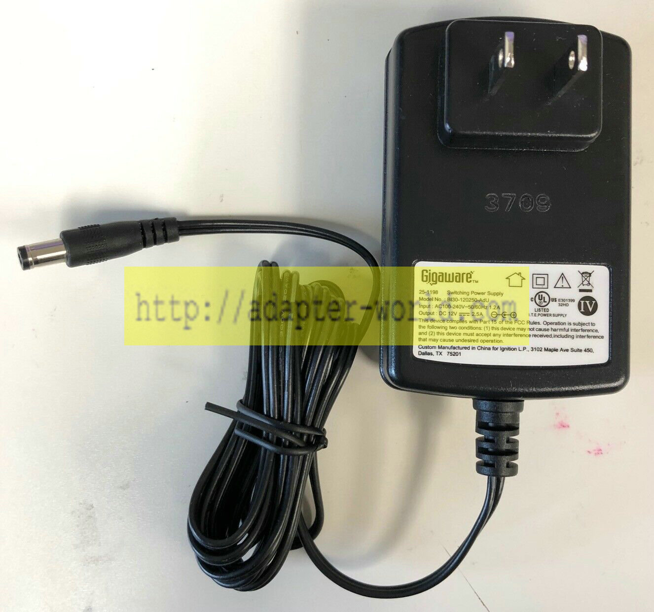 *Brand NEW*12V 2.5A AC DC Adapter Gigaware BI30-120250-AdU POWER SUPPLY - Click Image to Close